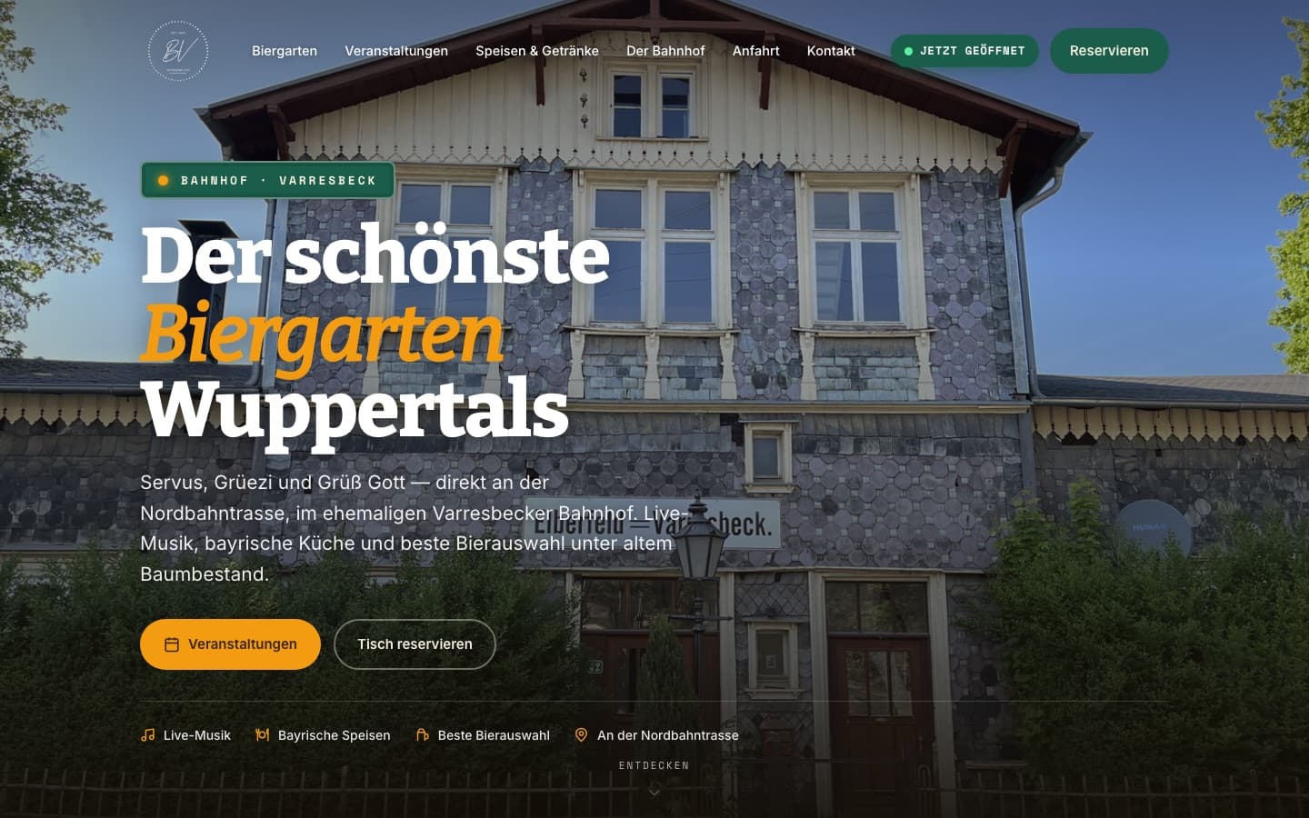 Biergarten Bahnhof Varresbeck – Website Case Study