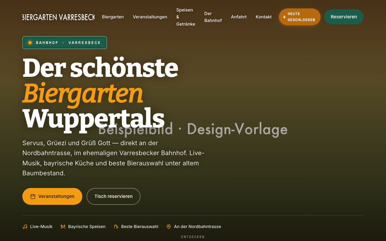 Startseite der Website des Biergartens Varresbeck