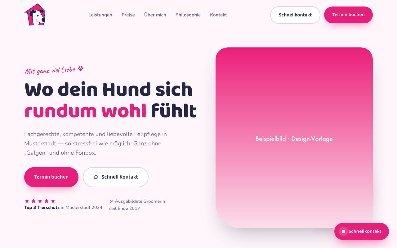Startseite der Website von Katrins Hundesalon
