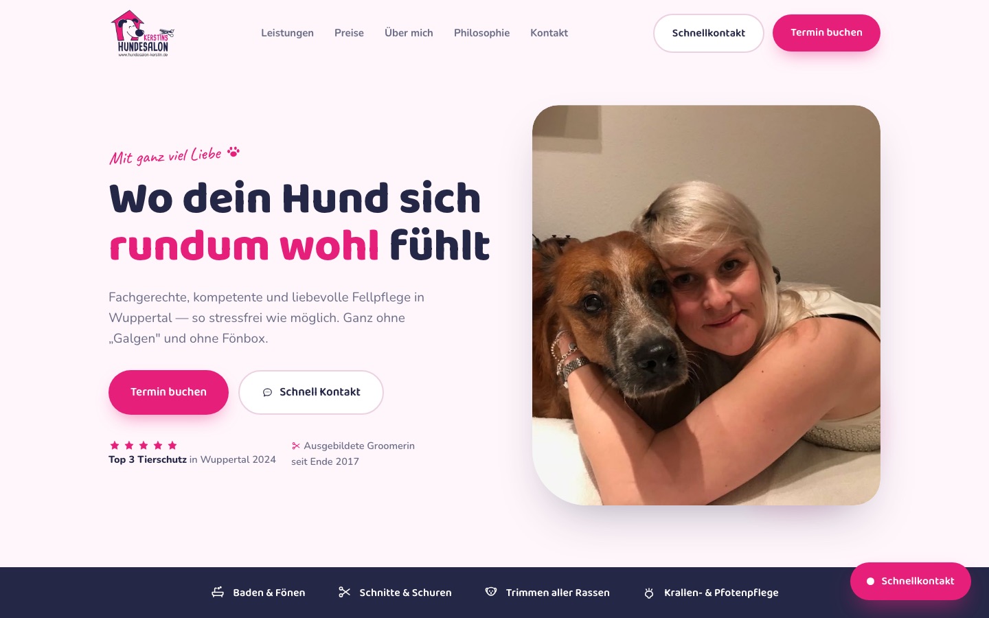 Startseite der Website von Kerstins Hundesalon